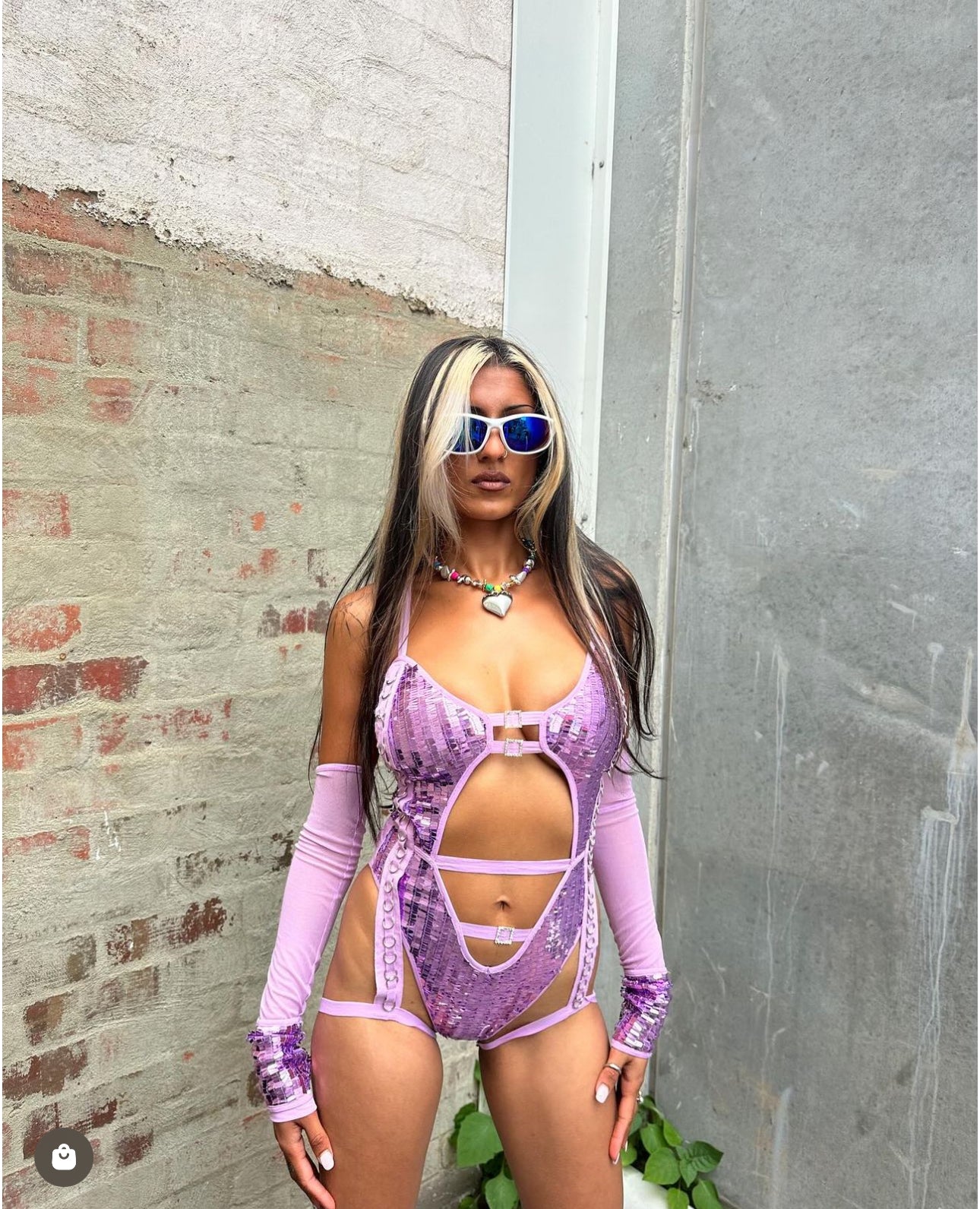 Lavender bodysuit with sequins