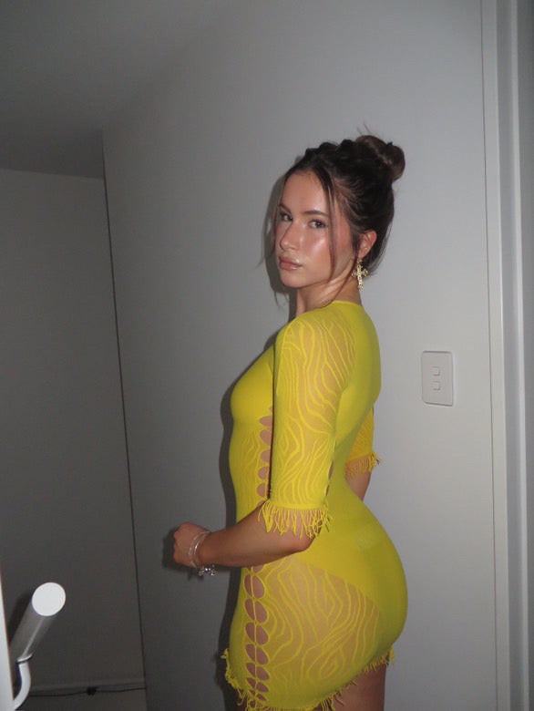 Yellow Cut-out Club Dress