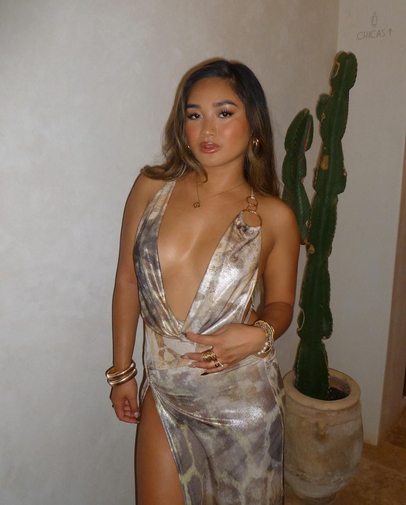 Leopard print metallic dress