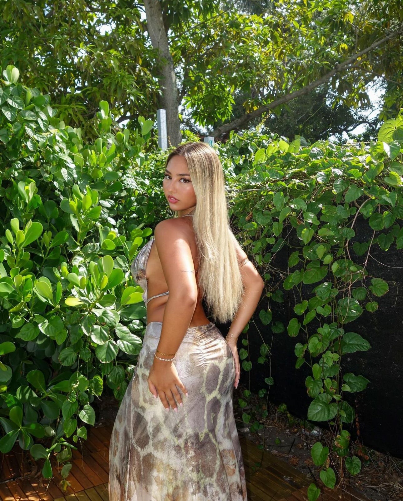 Leopard print metallic dress