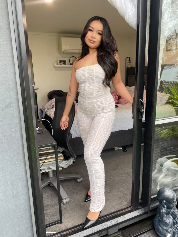 White bodycon jumpsuit