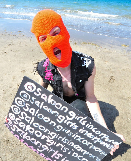 Neon orange ski mask